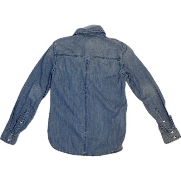 J Crew Button Up Shirt sz 0 Blue Denim Chambray - Picture 6 of 11